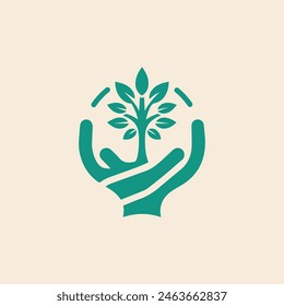 Tree Hand Logo Vector Design