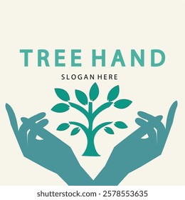 Tree Hand Logo Vector Design minimalist