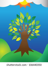 A tree with a hand for a trunk, symbolizing manÃ¢Â?Â?s responsibility to the Earth. Simple gradients.