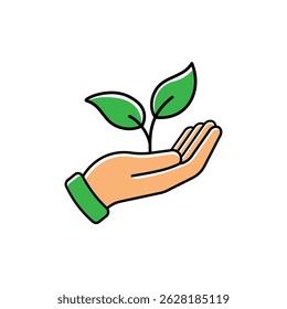 Tree in Hand Vector. Environmental Protection Concept Illustration