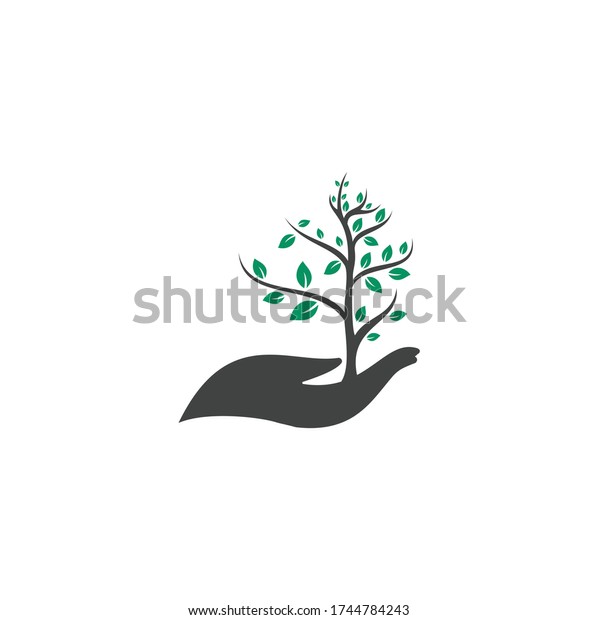 Tree Hand Vector Logo Design Natural Stock Vector (Royalty Free ...