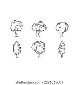 tree handrawn doodle illustrations vector set