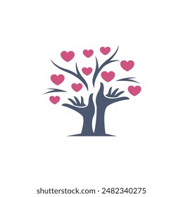 tree hands abstract logo modern style