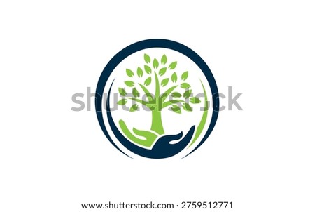 Tree in Hands Care Nature Protection Eco Friendly Logo Design