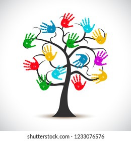 Tree with hands logo, helping tree – stock vector