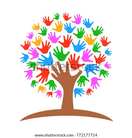 Tree with hands logo – stock vector