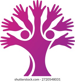 Árbol con las manos Concepto de solidaridad de unidad