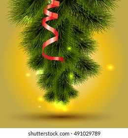 tree hanging vertically on a yellow background