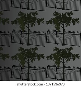 Tree with Hause Gate Art-04