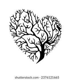 Tree heart with branches design