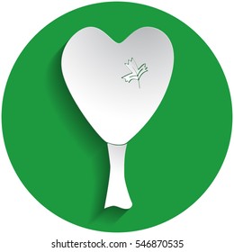 Tree with heart crown icon in paper style on green circle