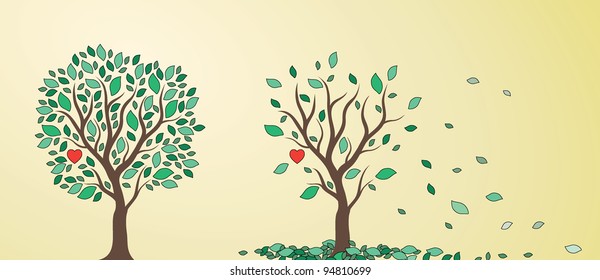 tree with the heart in different seasons