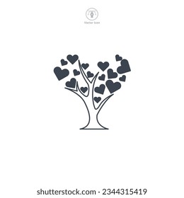 Tree with Heart icon symbol vector illustration isolated on white background