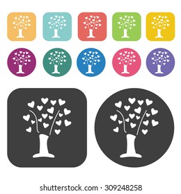Tree heart icons set. Vector Illustration eps10
