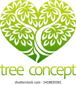 Concepto de ícono del corazón del árbol estilizado con hojas, se presta a ser usado con texto