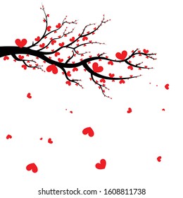 tree with heart leaves. vector, illustration