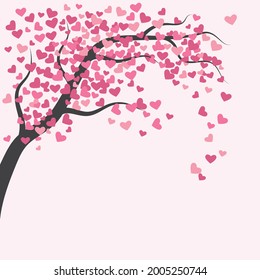 Diseño de ilustraciones vectoriales de árboles con hojas de corazón