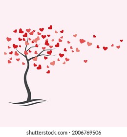 Tree with heart leaves vector illustration design