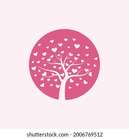 Tree with heart leaves vector illustration design
