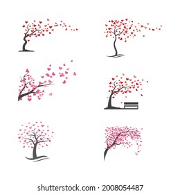 Tree with heart leaves vector illustration design