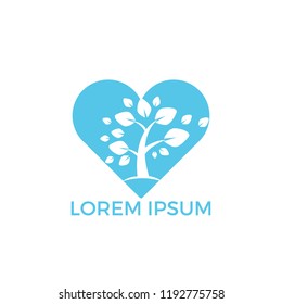 Tree heart logo design. Concept icon for real estate organic product store vegan cafe.