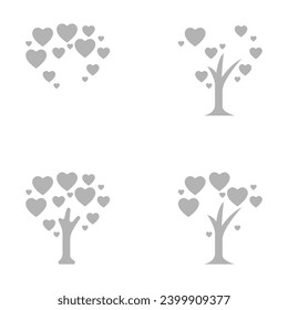 tree, heart, love icon on a white background, vector illustration