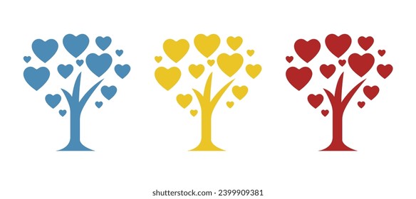 tree, heart, love icon on a white background, vector illustration