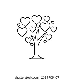 tree, heart, love icon on a white background, vector illustration