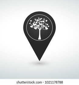 tree heart pin Map vector icon