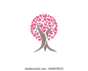 árbol con formas cardiacas del vector de hojas