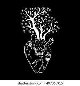 Tree of heart. Sketchy style.
