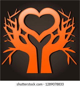 tree heart valentines card vector