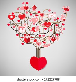 The Tree Heart Valentine's day, Love icon.