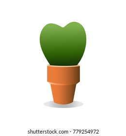 Tree heart in the vase on white background