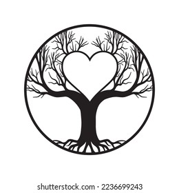 Tree of Heart Wall Interior Crafts Decor Silhouette svg