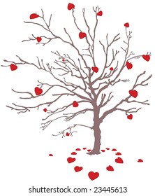 Valentine Background Tree Bird Vector Illustration Stock Vector ...