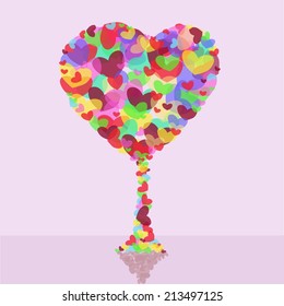 Tree hearts colors. vector illustration