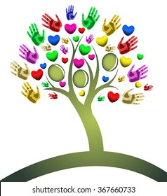 Tree of hearts hand figures