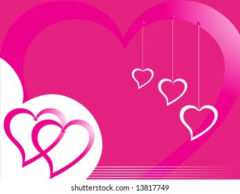 tree hearts hanging on the background by thread, wallpaper