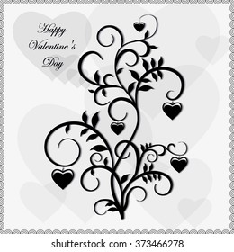 Tree with hearts to the holiday Valentine's Day . Can be used as a greeting card , background, greeting . Vector illustration.

