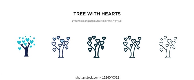 tree with hearts icon in different style vector illustration. two colored and black tree with hearts vector icons designed in filled, outline, line and stroke style can be used for web, mobile, ui