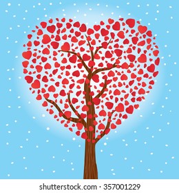 Tree of hearts of love. Vector illustration with layers, eps 10