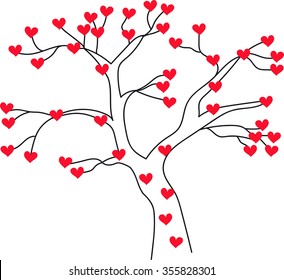 tree with hearts on a transparent background