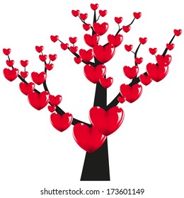 Tree with hearts on white