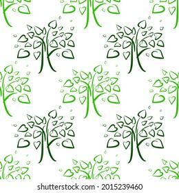 tree with hearts seamless green background