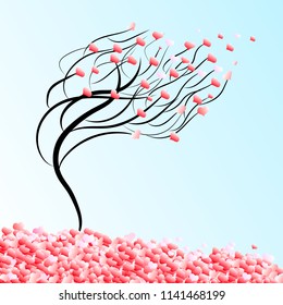 Tree with hearts, St. Valentine's Day.