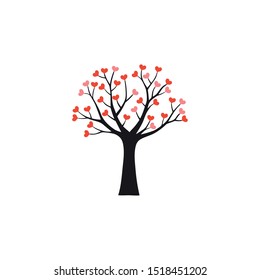 Tree of hearts stock illustration. Love tree vector.