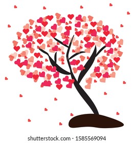 Tree of hearts, valentines day background,illustration.