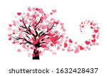 Tree with hearts, vector art illustration.
