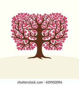 Tree with hearts. Vector Illustration.